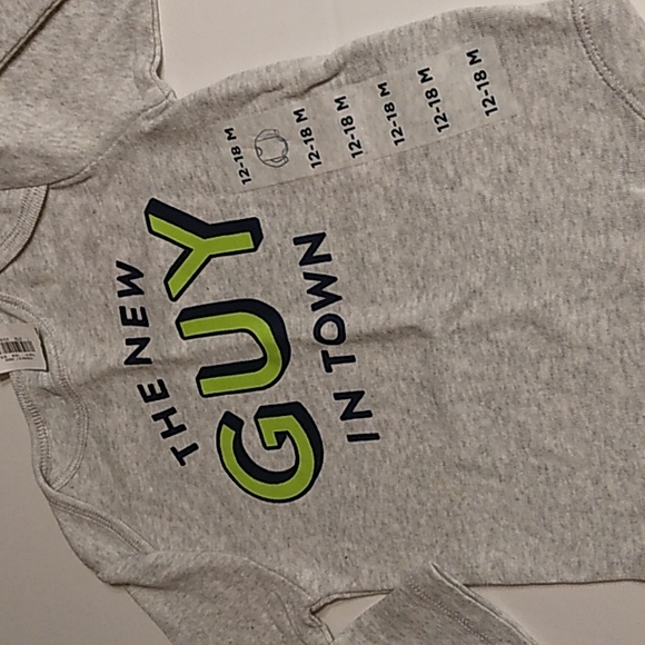 NWT OLD NAVY Boys "New Guy in Town" Long Sleeve Bodysuit 12-18mo - Picture 5 of 8